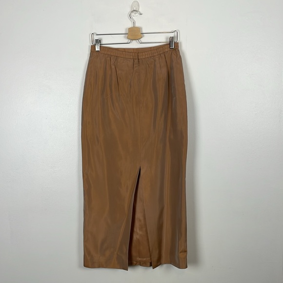 Adriana Papell Occasions Gold Formal Skirt Womens 10 Silky Zip Back Slit Back - Picture 4 of 8